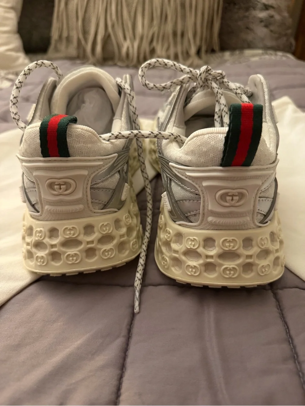 Gucci Beige and Silver Men's Sneakers